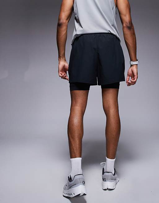 4505 2-in-1 Ripstop Nylon Running Shorts With Zip Pocket In Black