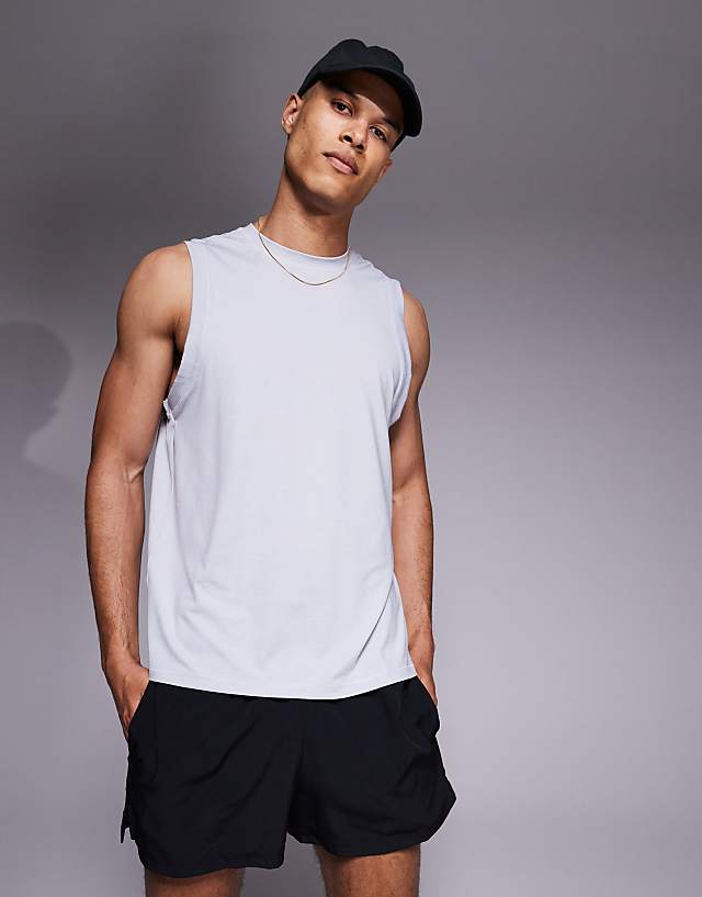4505 brushed finish quick dry performance tank in grey marl