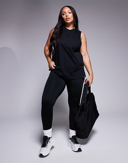 4505 Curve Icon Cotton Drop Armhole Vest With Quick Dry Finish In Black