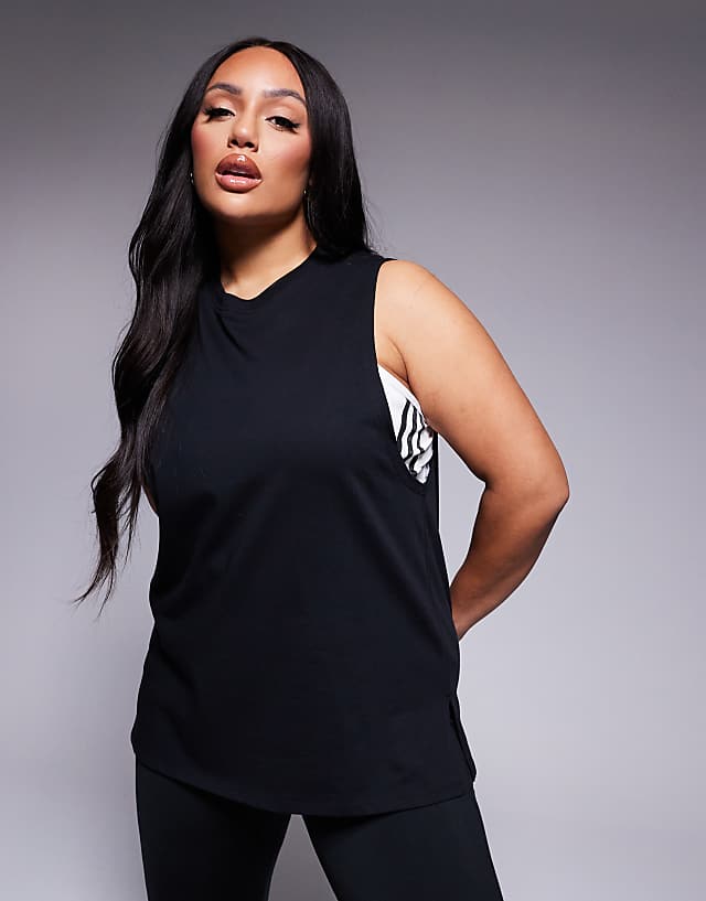 4505 Curve Icon cotton drop armhole vest with quick dry finish in black