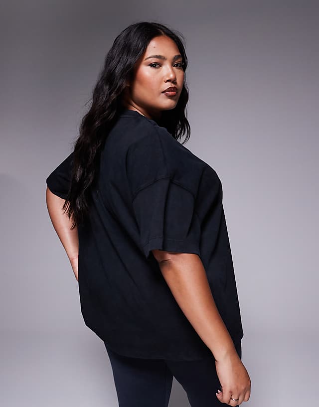 4505 Curve Icon Heavyweight Cotton Oversized T-shirt With Quick Dry Finish In Washed Black