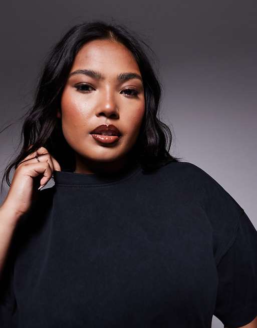 4505 Curve Icon Heavyweight Cotton Oversized T-shirt With Quick Dry Finish In Washed Black