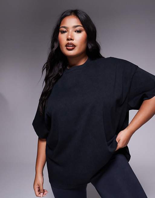 4505 Curve Icon heavyweight cotton oversized t-shirt with quick dry finish in washed black