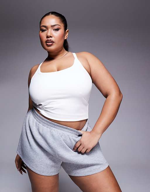 4505 Curve Icon Soft Touch Yoga Cami With Inner Bra And Adjustable Straps In White