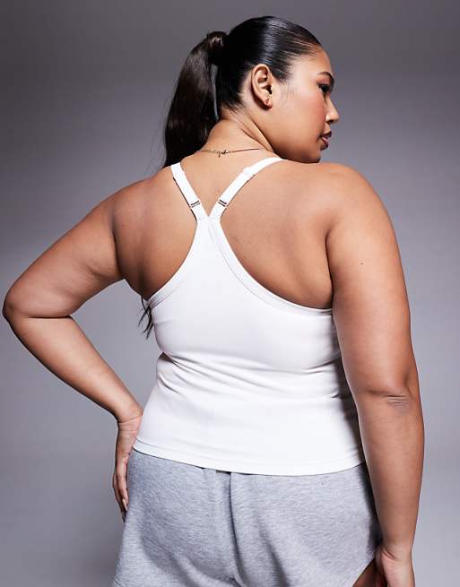 4505 Curve Icon Soft Touch Yoga Cami With Inner Bra And Adjustable Straps In White