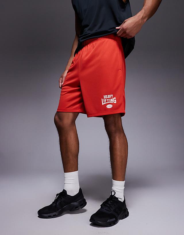 4505 Heavy Lifting Graphic Mesh Training Shorts In Red