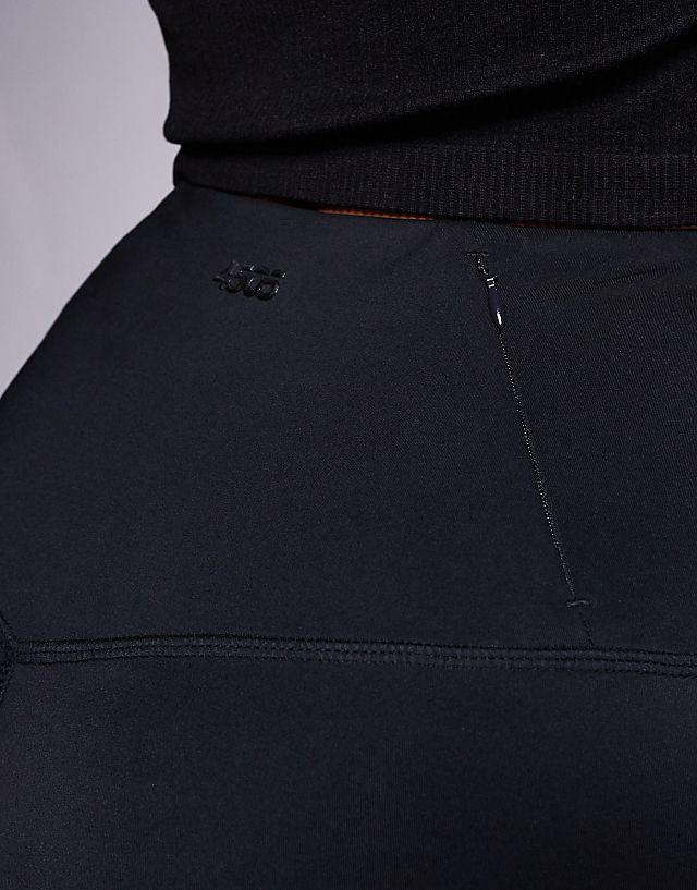 4505 Hourglass Icon Active High Waist 5 Inch Legging Short With Zip Phone Pocket In Black