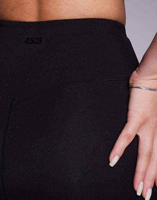 4505 Hourglass Icon Soft Touch Wrap Waist Yoga Legging In Black