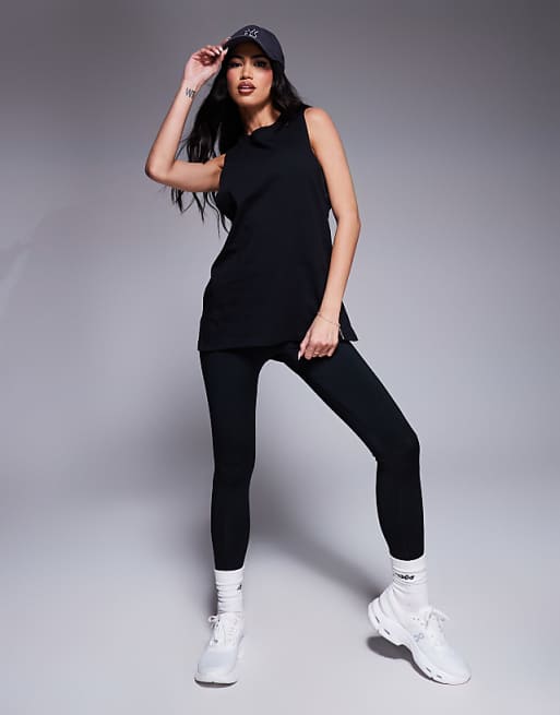 4505 Icon Cotton Drop Armhole Vest With Quick Dry Finish In Black