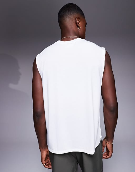 4505 Icon Cotton Oversized Pump Training Tank With Quick Dry Finish In White