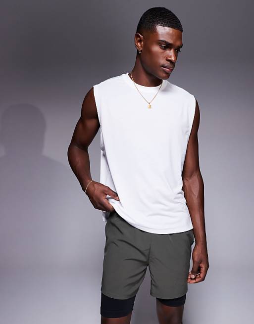4505 Icon Cotton Oversized Pump Training Tank With Quick Dry Finish In White