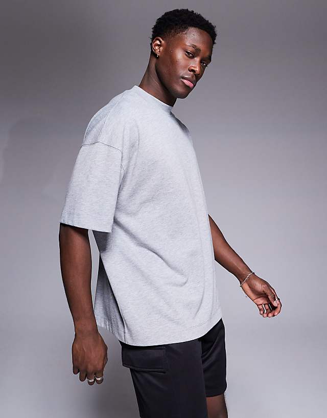 4505 Icon Heavyweight Cotton Oversized T-shirt With Quick Dry Finish In Grey Marl