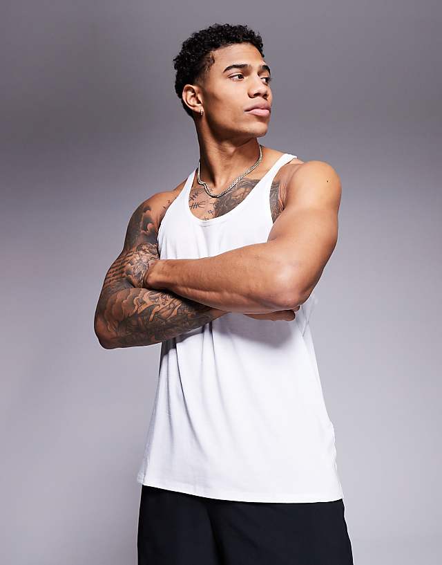 4505 Icon Performance Jersey Quick Dry Stringer Vest In White