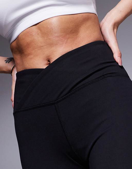 4505 Icon Soft Touch Wrap Waist Slim Kick Yoga Legging In Black