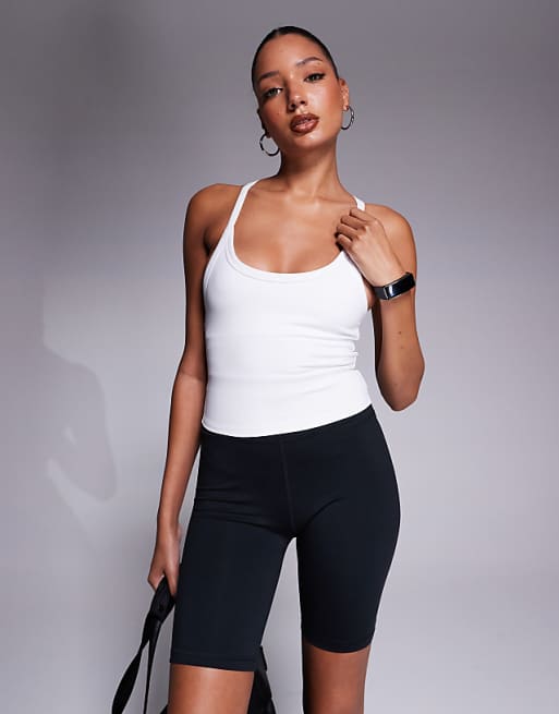 4505 Icon soft touch yoga cami with inner bra and adjustable straps in white