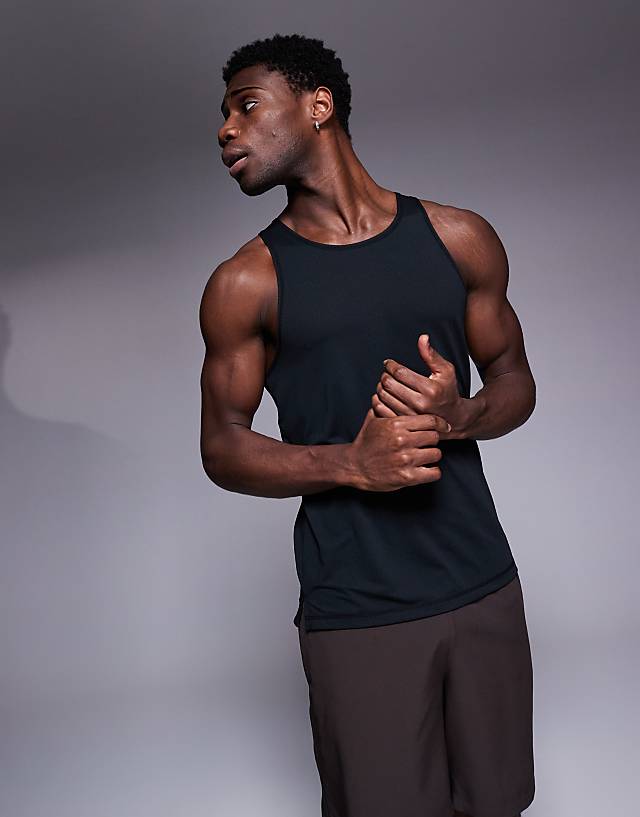 4505 Lightweight Quick Dry Mesh Running Singlet In Black