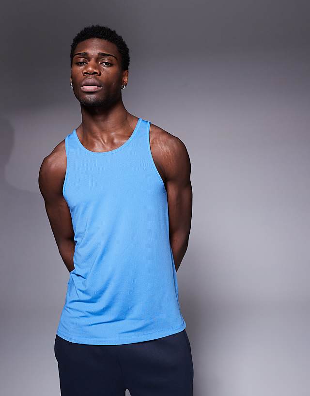 4505 Lightweight Quick Dry Mesh Running Singlet In Bright Blue