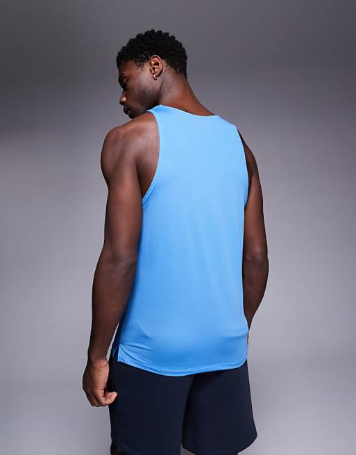 4505 Lightweight Quick Dry Mesh Running Singlet In Bright Blue