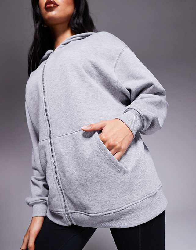 4505 Quick Dry Heavyweight Zip Up Training Hoodie In Grey Marl