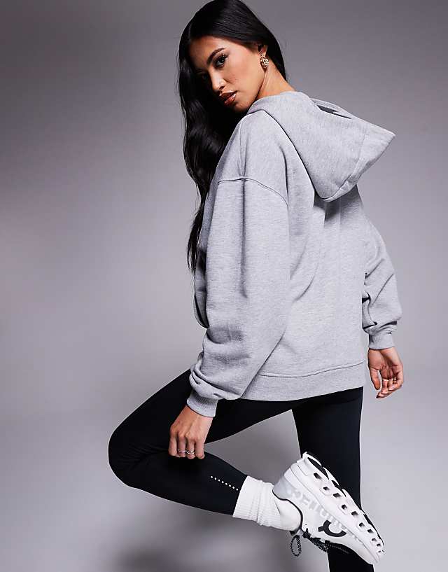 4505 Quick Dry Heavyweight Zip Up Training Hoodie In Grey Marl