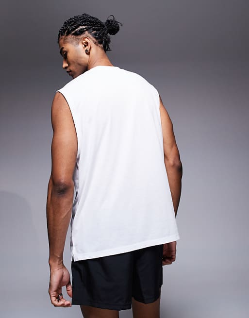 4505 Quick Dry Mesh Running Boxy Tank In White
