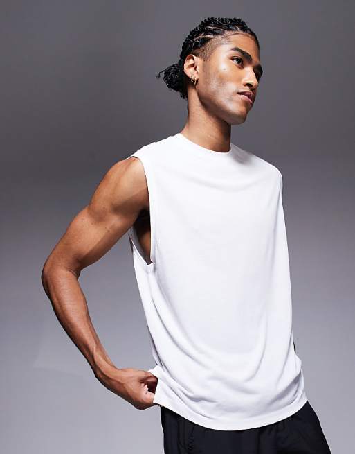 4505 Quick Dry Mesh Running Boxy Tank In White