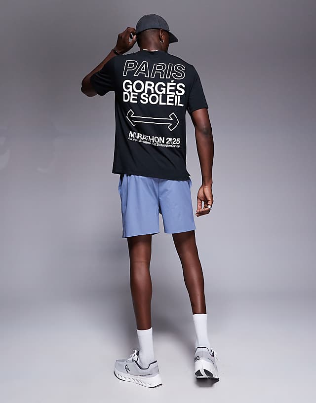 4505 Quick Dry Performance Jersey Back Graphic Oversized Running T-shirt In Black