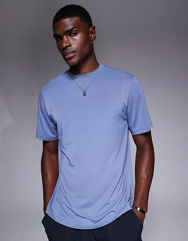 4505 Quick Dry Performance Jersey Back Graphic Oversized Running T-shirt In Grey Blue