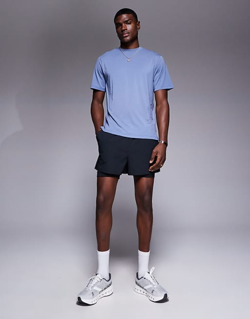 4505 Quick Dry Performance Jersey Back Graphic Oversized Running T-shirt In Grey Blue