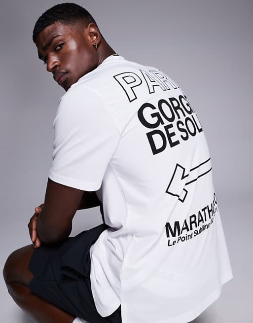 4505 quick dry performance jersey back graphic oversized running t-shirt in white