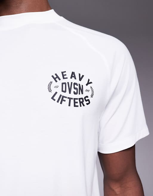 4505 Quick Dry Performance Jersey Chest Graphic Oversized Training T-shirt In White