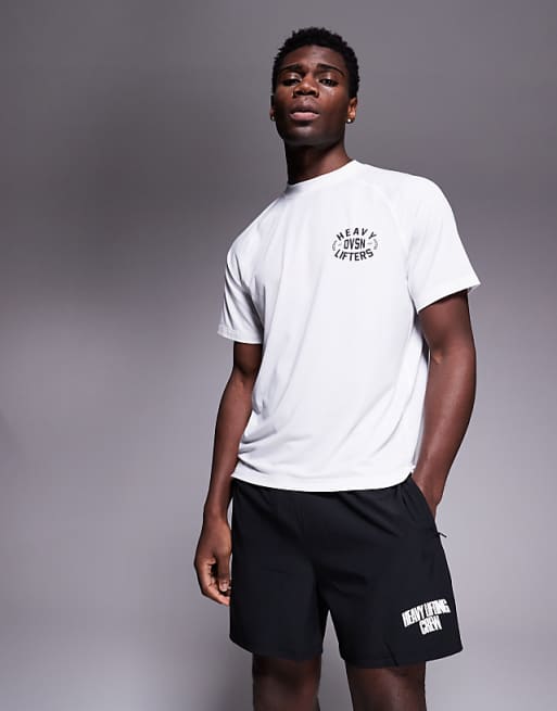 4505 Quick Dry Performance Jersey Chest Graphic Oversized Training T-shirt In White