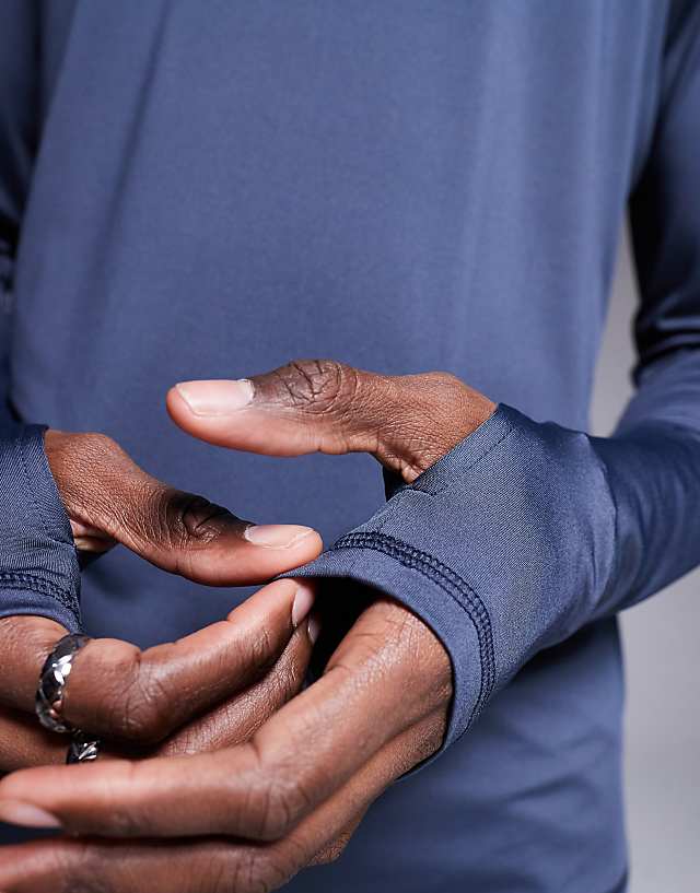 4505 Regular Fit Quick Dry Long Sleeve Running T-shirt In Navy