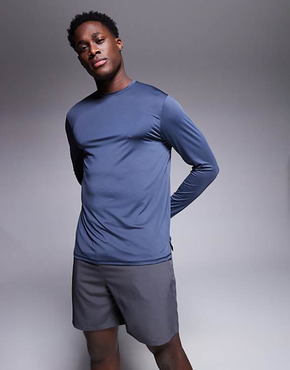 4505 regular fit quick dry long sleeve running t-shirt in navy