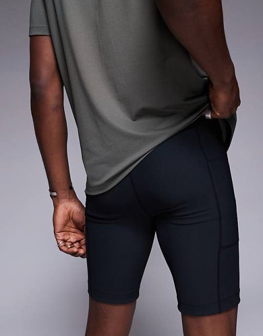 4505 Running Base Layer Ribbed Legging Shorts With Phone Pocket In Black