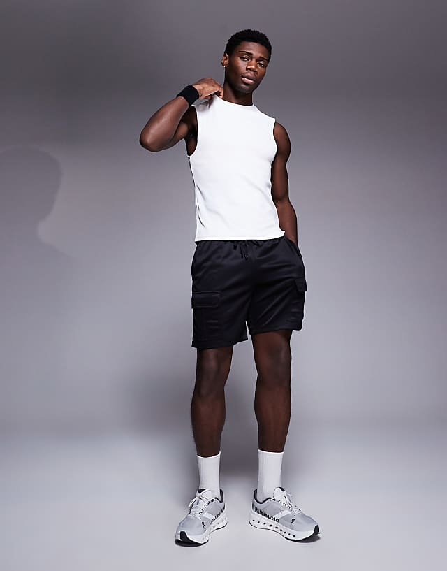 4505 Slim Fit Active Rib 90s Training Tank In White