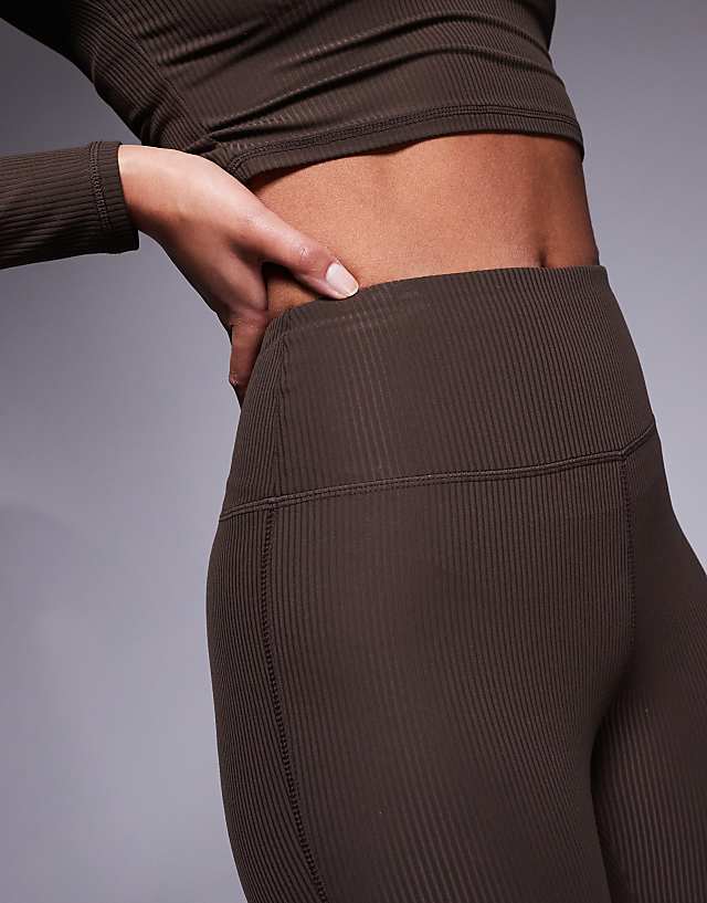 4505 Tall Soft Touch Rib Slim Kick Yoga Legging In Truffle