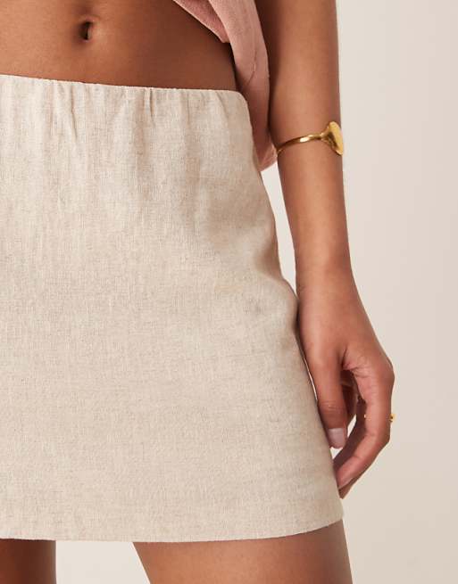 Abercrombie & Fitch Draped Linen Blend Skirt In Stone