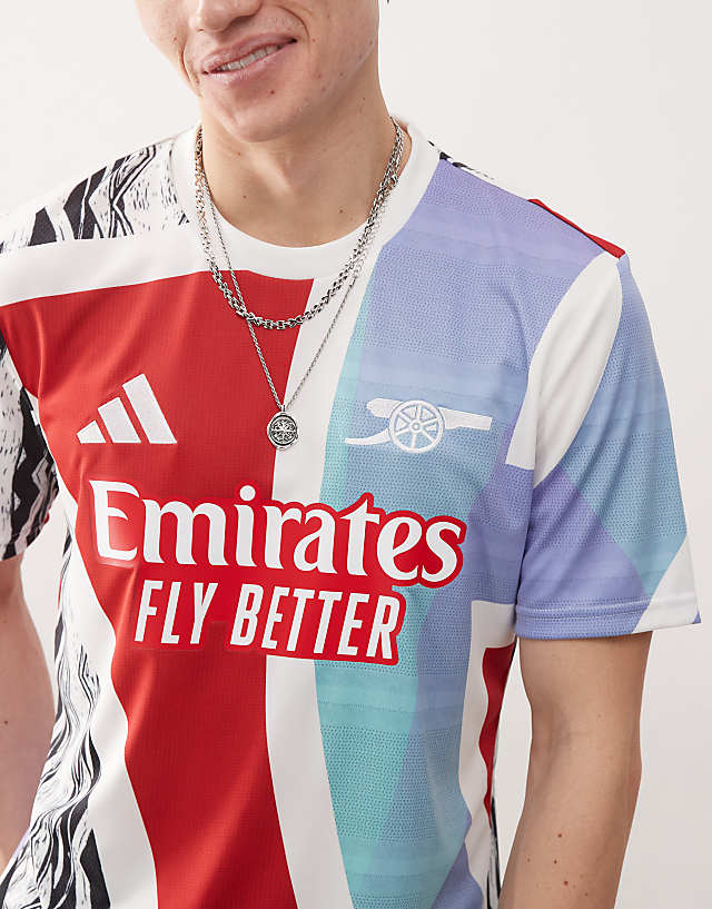 Adidas Football Arsenal Pre Shirt In Red White Blue Print
