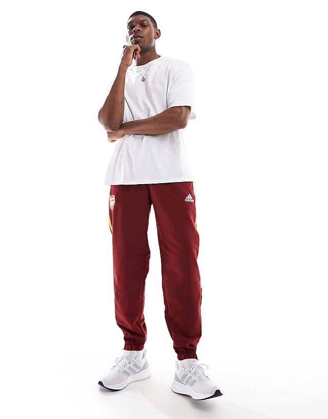 Adidas Football Arsenal Urban Purist Trackpants In Burgundy And Yellow