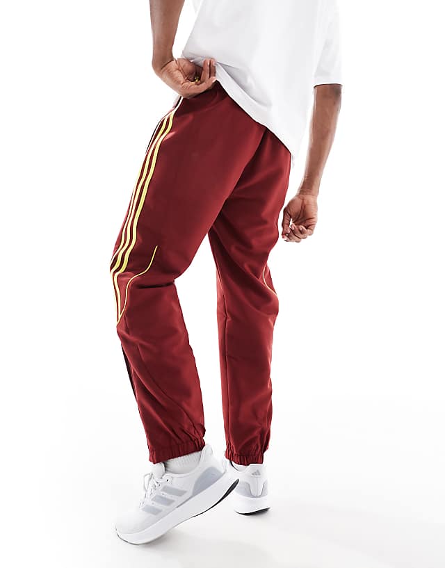 Adidas Football Arsenal Urban Purist Trackpants In Burgundy And Yellow
