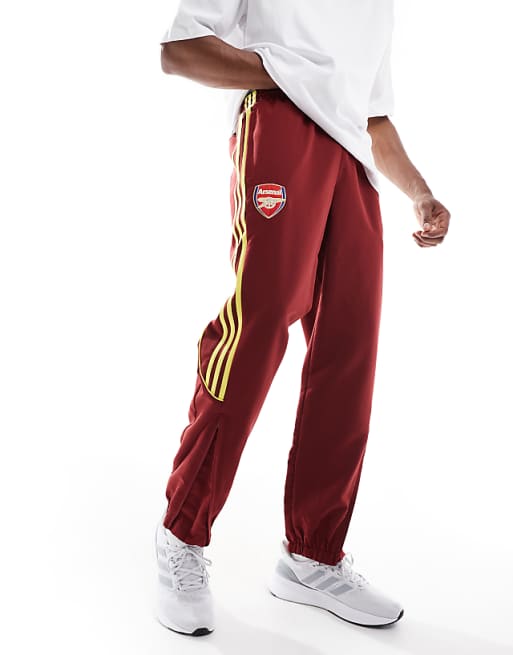 Adidas Football Arsenal Urban Purist Trackpants In Burgundy And Yellow