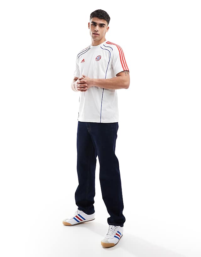 Adidas Football Bayern Munich Urban Purist T-shirt In White And Red