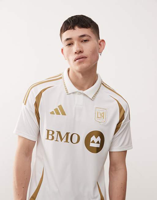 adidas Football Los Angeles FC away jersey in white and gold