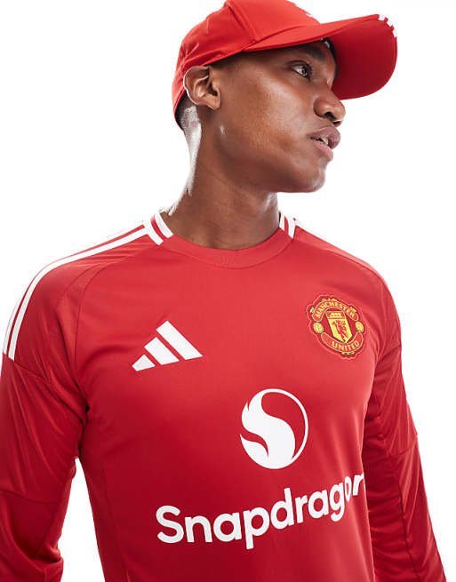 Adidas Football Manchester United 24/25 Long Sleeve Home Jersey In Red