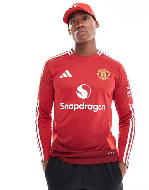 Adidas Football Manchester United 24/25 Long Sleeve Home Jersey In Red