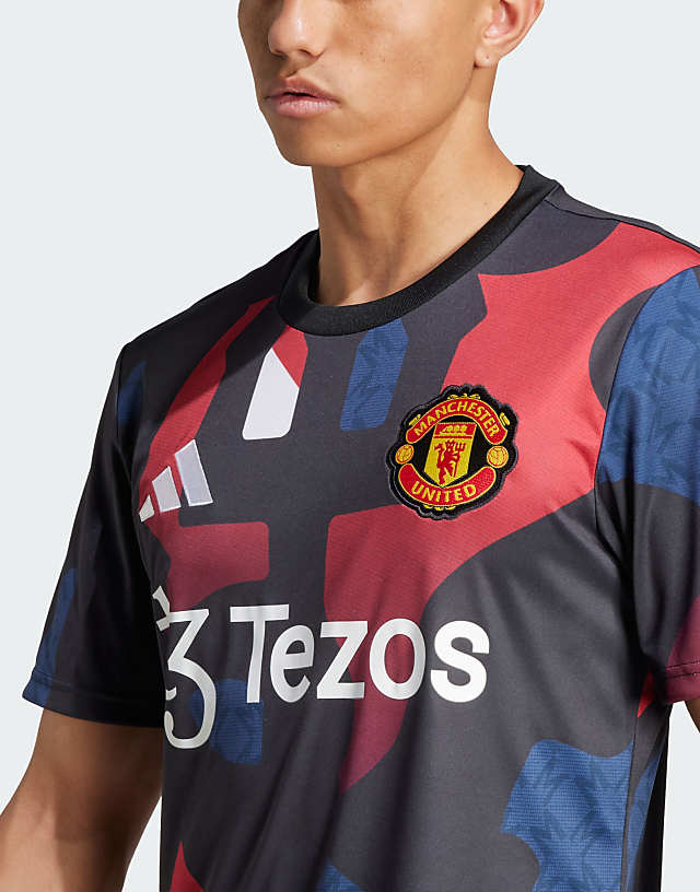Adidas Football Manchester United 24/25 Pre-match Jersey In Black / Mufc Red / Off White
