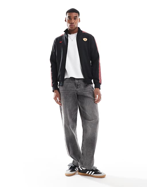 Adidas Football Manchester United Icons Track Top In Black And Red