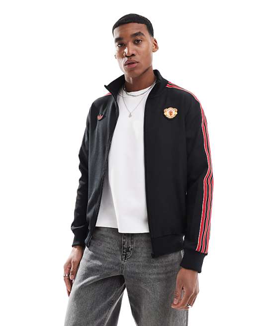 Adidas Football Manchester United Icons Track Top In Black And Red