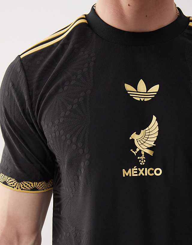 Adidas Football Mexico Anniversary Jersey In Black And Gold